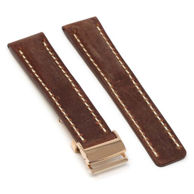 brc1.8.rg Main Rust Rose Gold Clasp DASSARI Venture Distressed Italian Leather Watch Band Strap With Clasp For Breitling