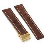 brc1.8.yg Main Rust Yellow Gold Clasp DASSARI Venture Distressed Italian Leather Watch Band Strap With Clasp For Breitling
