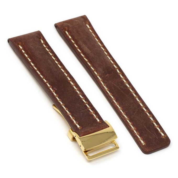 brc1.8.yg Main Rust Yellow Gold Clasp DASSARI Venture Distressed Italian Leather Watch Band Strap With Clasp For Breitling