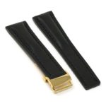 brc2.1.1.yg Main Black with Black Stitching Yellow Gold Clasp DASSARI Capital Smooth Italian Leather Watch Band Strap With Clasp For Breitling