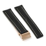 brc2.1.22.rg Main Black Rose Gold Clasp DASSARI Capital Smooth Italian Leather Watch Band Strap With Clasp For Breitling