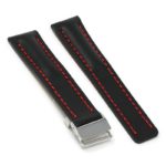 brc2.1.6.ps Main Black with Red Stitching Polished Silver Clasp DASSARI Capital Smooth Italian Leather Watch Band Strap With Clasp For Breitling