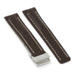 brc2.2.ps Main Brown Polished Silver Clasp DASSARI Capital Smooth Italian Leather Watch Band Strap With Clasp For Breitling