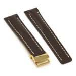 brc2.2.yg Main Brown Yellow Gold Clasp DASSARI Capital Smooth Italian Leather Watch Band Strap With Clasp For Breitling