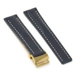 brc2.5a.yg Main Blue Yellow Gold Clasp DASSARI Capital Smooth Italian Leather Watch Band Strap With Clasp For Breitling