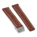 brc2.9.ps Main Rust Polished Silver Clasp DASSARI Capital Smooth Italian Leather Watch Band Strap With Clasp For Breitling