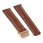 brc2.9.rg Main Rust Rose Gold Clasp DASSARI Capital Smooth Italian Leather Watch Band Strap With Clasp For Breitling