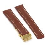 brc2.9.yg Main Rust Yellow Gold Clasp DASSARI Capital Smooth Italian Leather Watch Band Strap With Clasp For Breitling