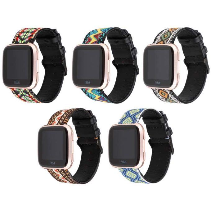 fb.l34 ALL Color StrapsCo Embroidered Leather Watch Band Strap for Fitbit Versa Versa 2