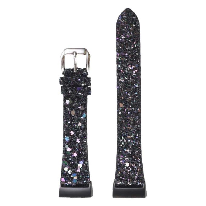 fb.l35.mb Up Black StrapsCo Womens Leather Sequin Glitter Watch Band Strap for Fitbit Charge 4 3