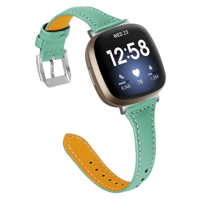 fb.l37.11 Main Teal StrapsCo Slim Narrow Genuine Leather Watch Band Strap for Fitbit Versa 3 Fitbit Sense