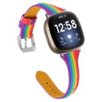 fb.l37.123 Main Rainbow StrapsCo Slim Narrow Genuine Leather Watch Band Strap for Fitbit Versa 3 Fitbit Sense