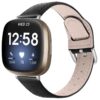 fb.l38.1 Main Black StrapsCo Buckle and Tuck Genuine Leather Watch Band Strap for Fitbit Versa 3 Fitbit Sense
