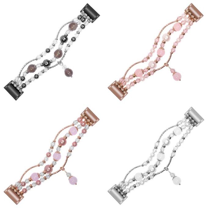 fb.m123 All Color StrapsCo Crystal Bead Bracelet Strap w Rhinestones for Fitbit Charge 3 4