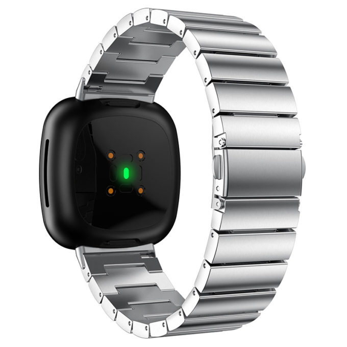 fb.m124.ss Back Silver StrapsCo Stainless Steel Metal Link Bracelet Watch Band for Fitbit Versa 3 Fitbit Sense