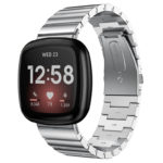 fb.m124.ss Main Silver StrapsCo Stainless Steel Metal Link Bracelet Watch Band for Fitbit Versa 3 Fitbit Sense