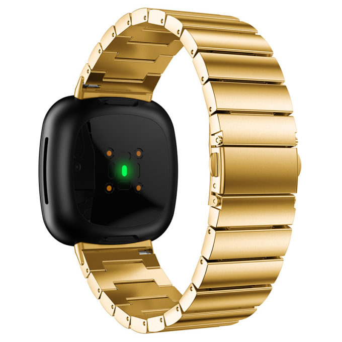 fb.m124.yg Back Yellow Gold StrapsCo Stainless Steel Metal Link Bracelet Watch Band for Fitbit Versa 3 Fitbit Sense