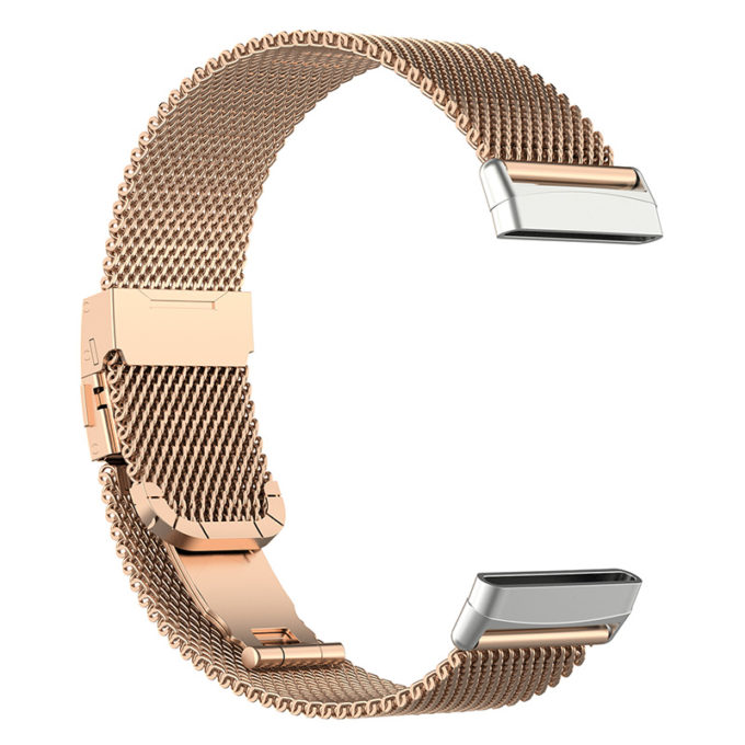 fb.m126.rg Alt Rose Gold StrapsCo Stainless Steel Milanese Mesh Watch Band Strap for Fitbit Versa 3 Fitbit Sense