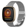 fb.m126.ss Main Silver StrapsCo Stainless Steel Milanese Mesh Watch Band Strap for Fitbit Versa 3 Fitbit Sense