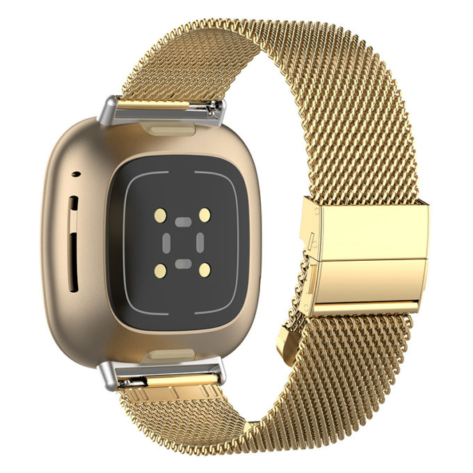fb.m126.yg Back Yellow Gold StrapsCo Stainless Steel Milanese Mesh Watch Band Strap for Fitbit Versa 3 Fitbit Sense