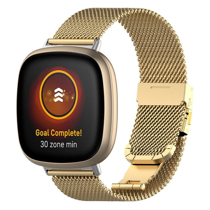 fb.m126.yg Main Yellow Gold StrapsCo Stainless Steel Milanese Mesh Watch Band Strap for Fitbit Versa 3 Fitbit Sense
