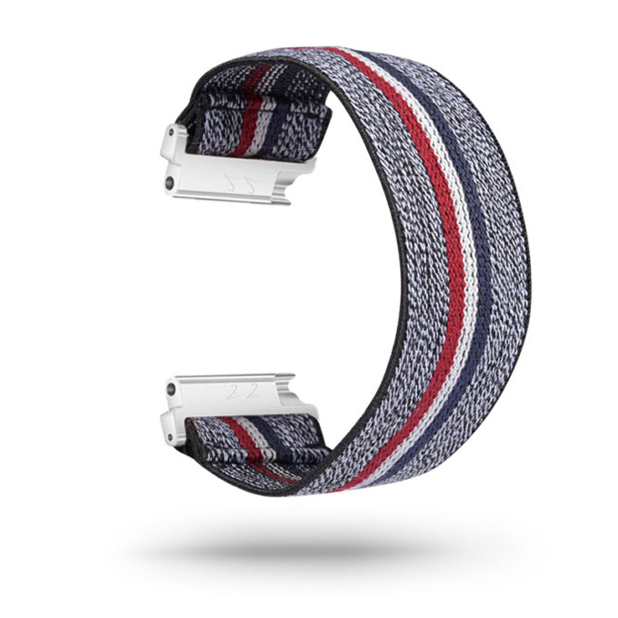 fb.ny13.127 Main Red White Blue Grey StrapsCo Nylon Elastic Watch Band Strap for Fitbit Versa