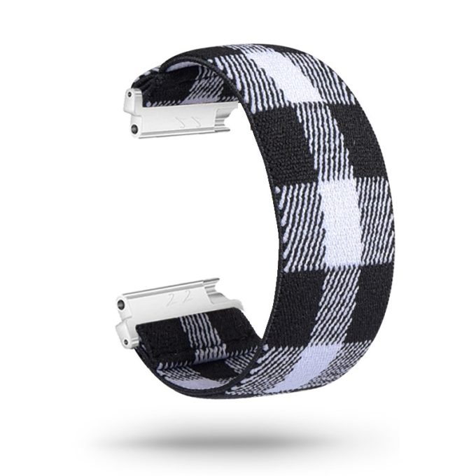 fb.ny13.133 Main Black White Plaid StrapsCo Nylon Elastic Watch Band Strap for Fitbit Versa