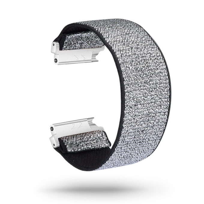 fb.ny13.140 Main Silver Sparkles StrapsCo Nylon Elastic Watch Band Strap for Fitbit Versa
