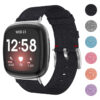 fb.ny14.1 Gallery Black StrapsCo Woven Canvas Watch Band Strap for Fitbit Versa Fitbit Sense
