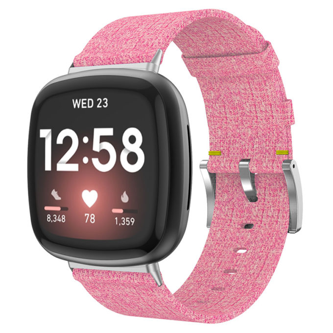 fb.ny14.13 Main Pink StrapsCo Woven Canvas Watch Band Strap for Fitbit Versa Fitbit Sense