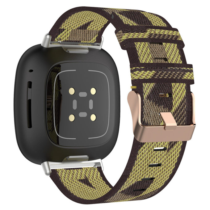 fb.ny15.10 Back Yellow StrapsCo Woven Canvas Watch Band Strap with Rose Gold Buckle for Fitbit Versa 3 Fitbit Sense