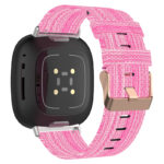 fb.ny15.13 Back Pink StrapsCo Woven Canvas Watch Band Strap with Rose Gold Buckle for Fitbit Versa 3 Fitbit Sense