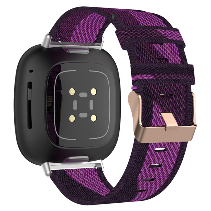 fb.ny15.18a Back Purple StrapsCo Woven Canvas Watch Band Strap with Rose Gold Buckle for Fitbit Versa 3 Fitbit Sense