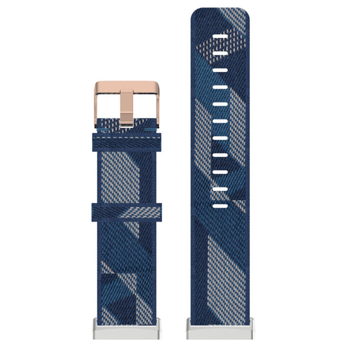 fb.ny15.5 Up Blue StrapsCo Woven Canvas Watch Band Strap with Rose Gold Buckle for Fitbit Versa 3 Fitbit Sense