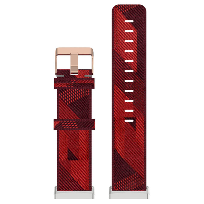fb.ny15.6 Up Red StrapsCo Woven Canvas Watch Band Strap with Rose Gold Buckle for Fitbit Versa 3 Fitbit Sense