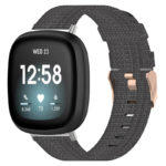 fb.ny15.7 Main Grey StrapsCo Woven Canvas Watch Band Strap with Rose Gold Buckle for Fitbit Versa 3 Fitbit Sense