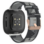 fb.ny15.7a Back Grey Black StrapsCo Woven Canvas Watch Band Strap with Rose Gold Buckle for Fitbit Versa 3 Fitbit Sense