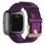 fb.ny17.18 Back Purple StrapsCo Canvas Woven Watch Band Strap with Rose Gold Buckle for Fitbit Versa Versa 2 Versa Lite