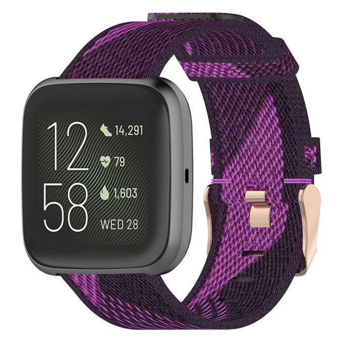 fb.ny17.18 Main Purple StrapsCo Canvas Woven Watch Band Strap with Rose Gold Buckle for Fitbit Versa Versa 2 Versa Lite