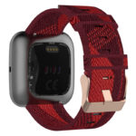 fb.ny17.6 Back Red StrapsCo Canvas Woven Watch Band Strap with Rose Gold Buckle for Fitbit Versa Versa 2 Versa Lite