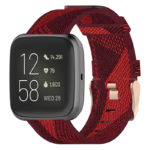 fb.ny17.6 Main Red StrapsCo Canvas Woven Watch Band Strap with Rose Gold Buckle for Fitbit Versa Versa 2 Versa Lite