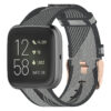 fb.ny17.7 Main Grey StrapsCo Canvas Woven Watch Band Strap with Rose Gold Buckle for Fitbit Versa Versa 2 Versa Lite