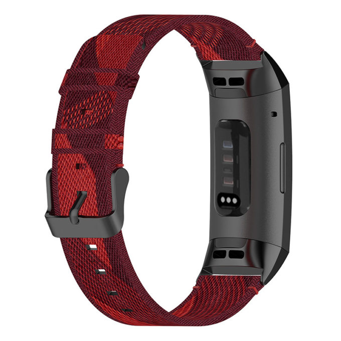 fb.ny18.6 Back Red StrapsCo Canvas Woven Watch Band Strap for Fitbit Charge 4 Charge 3