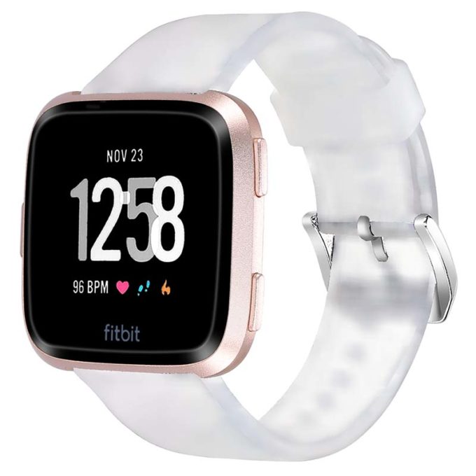 fb.r52.22 Main Clear StrapsCo Silicone Rubber Clear Glitter Watch Strap for Fitbit Versa Versa 2