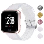 fb.r52.22a Gallery Silver StrapsCo Silicone Rubber Clear Glitter Watch Strap for Fitbit Versa Versa 2