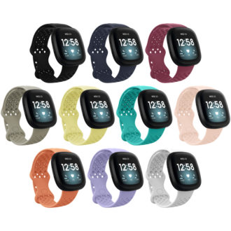 fb.r53 All Color StrapsCo Perforated Silicone Rubber Infinity Watch Band Strap for Fitbit Versa 3 Fitbit Sense