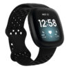 fb.r53.1 Main Black StrapsCo Perforated Silicone Rubber Infinity Watch Band Strap for Fitbit Versa 3 Fitbit Sense