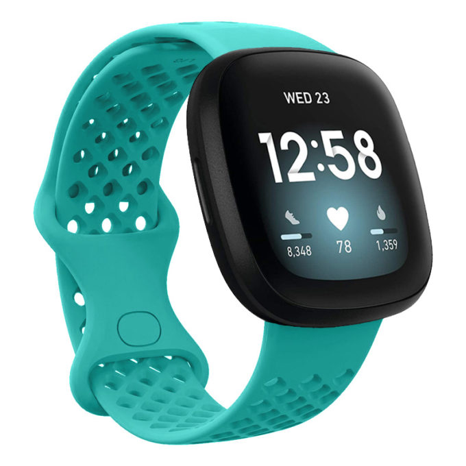 fb.r53.11 Main Teal StrapsCo Perforated Silicone Rubber Infinity Watch Band Strap for Fitbit Versa 3 Fitbit Sense