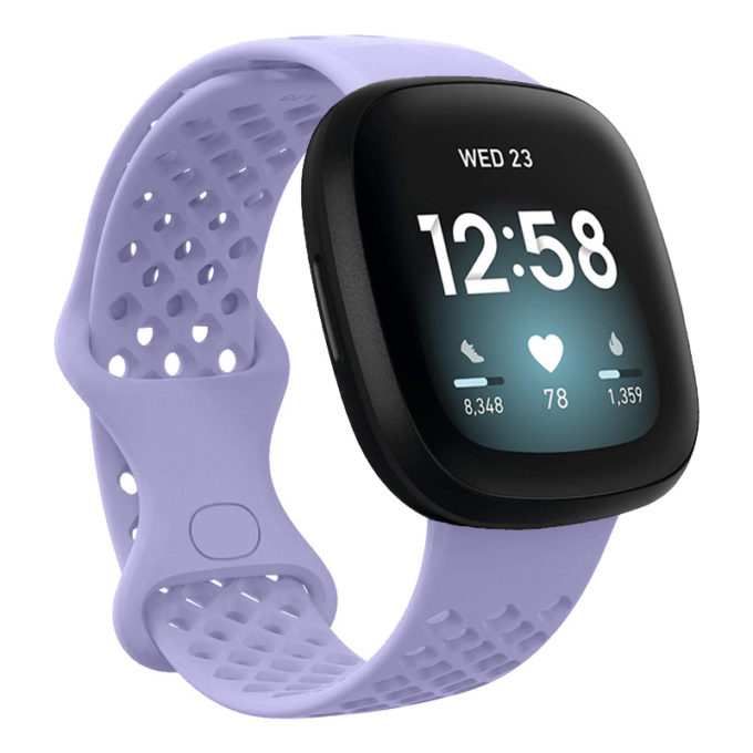 fb.r53.18 Main Lavender StrapsCo Perforated Silicone Rubber Infinity Watch Band Strap for Fitbit Versa 3 Fitbit Sense