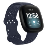 fb.r53.5 Main Navy Blue StrapsCo Perforated Silicone Rubber Infinity Watch Band Strap for Fitbit Versa 3 Fitbit Sense